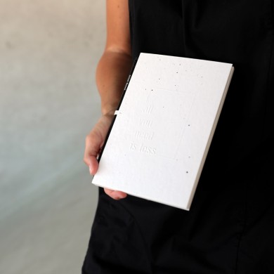 Notebook_ECO  in reduced A4 format, with a soft cellulose cover, dotted lines